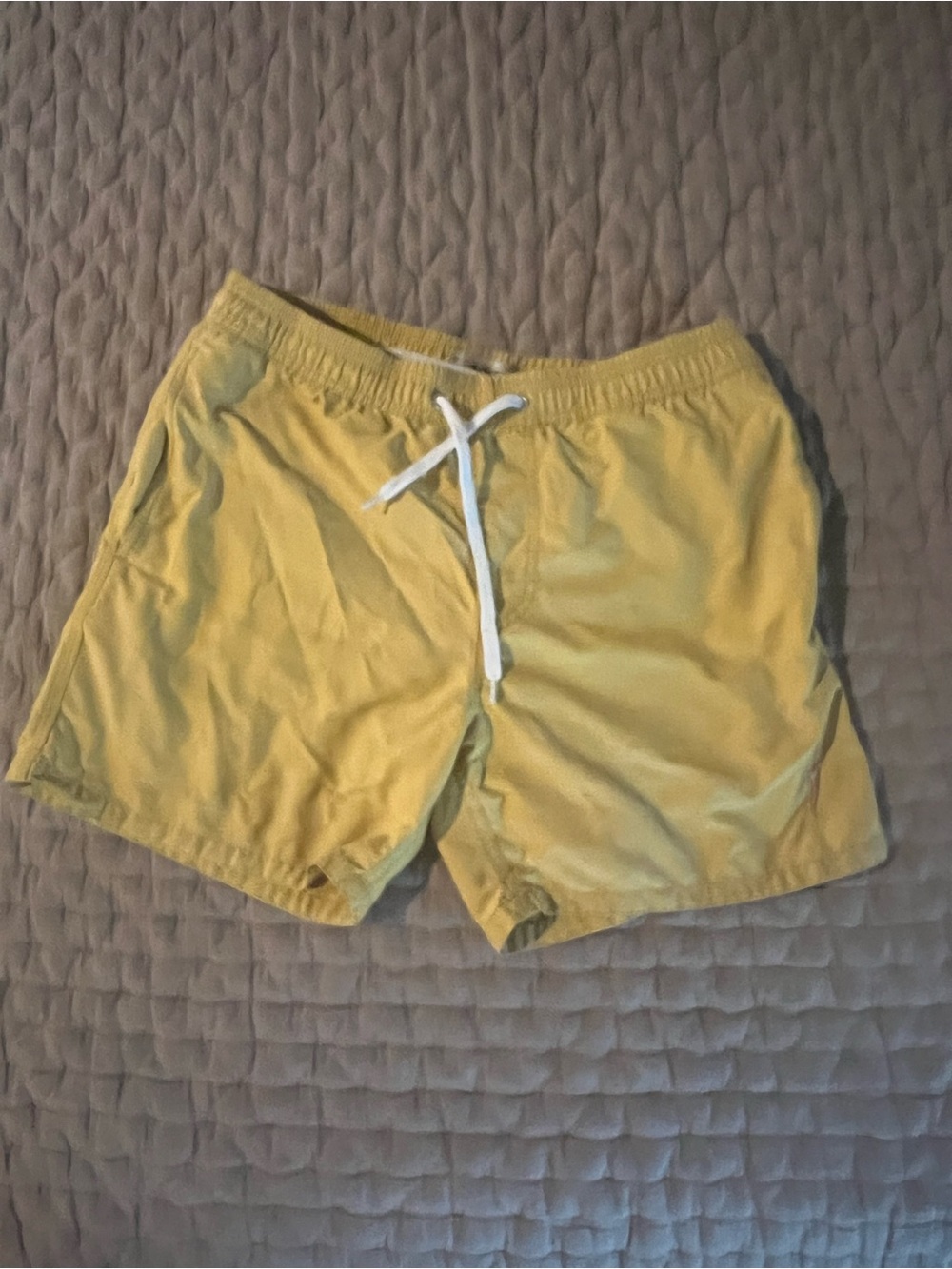 Lightning Bolt - 30 - Men's Yellow Drawstring Swim Trunks with Elastic Waist